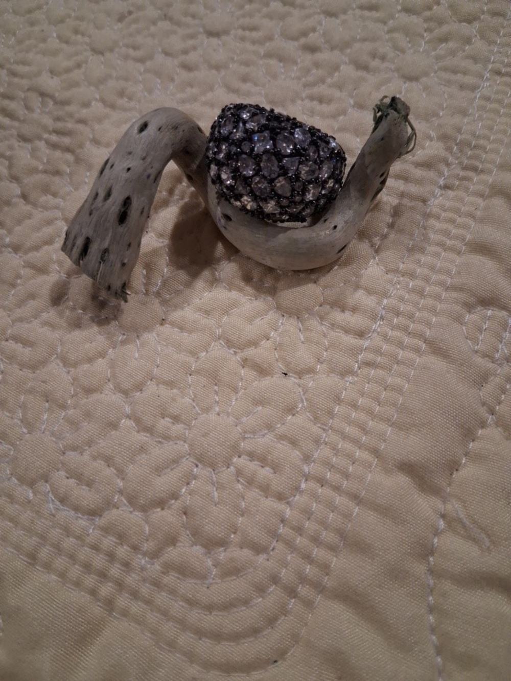 Sparkling Hematite Pavé Dome Ring - Gray Crystal Accent Black & Iridisent?